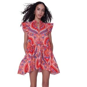 Love The Label Edith Dress (Jupiter Print Orange) Size S